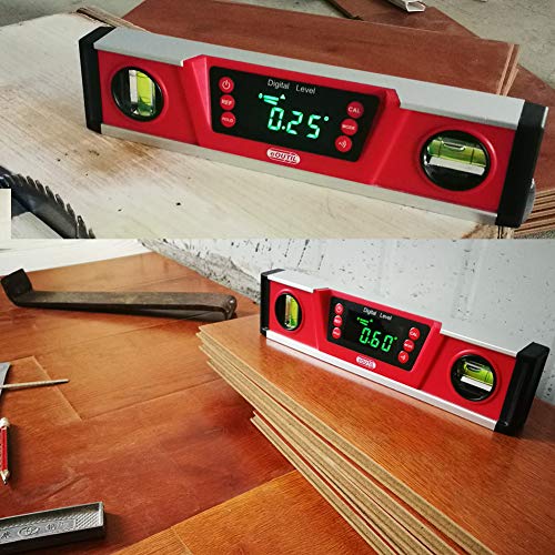 Digital Angle Finder and Level Gauge 10 Inch - Magnetic Level with Neodymium Magnets & V-Groove Base, IP54 Water Resistant, Bright LED Display, Carrying Bag for Precision Engineering and Construction