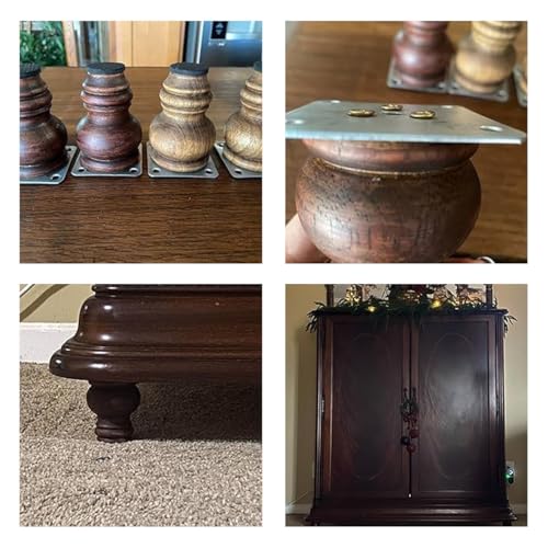 3 Inch Wooden Furniture Legs Unfinished Wood Bun feet, Sofa Replacement Legs for Armchair Cabinet Chair Dresser Home DIY Projects Set of 4 - size: 3 Inch