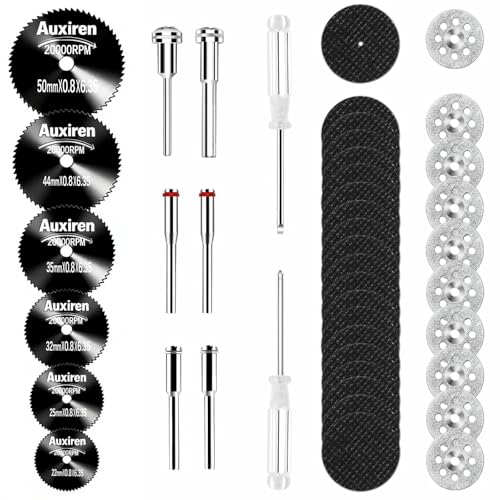 44 PCS Cutting Wheel Set for Dremel Rotary Tool: 20 Resin Cutting Discs, 6 Mini HSS Saw Blades, 10 Diamond Cut Off Wheels & 2 Screwdrivers Can Cutting Wood, Metal, Plastic, Glass, Tile, Stone (Black) - color: Black
