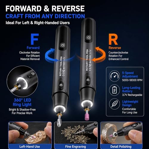 Mini Cordless Rotary Tool, 6-Speed, 3.7V Rechargeable Rotary Tool Kit with 36 Accessories, USB Charging Digital Display Multi-Purpose DIY Tool for Sanding, Polishing, Drilling, Engraving