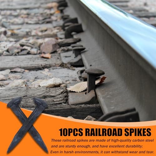 10PCS Railroad Spikes, 4.72 Inches Carbon Steel Railroad Spike, Heavy Duty Rustic Utility Hooks with Rust for Railroad Ties,Tent Stakes, DIY Metal Projects, Industrial Decor