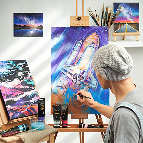 ARTEZA Metallic Acrylic Paint Set, 8 Vibrant Colors, 4.06 oz High-Viscosity - style: 8 x 120ml (4.06 fl oz) Vibrant Essentials