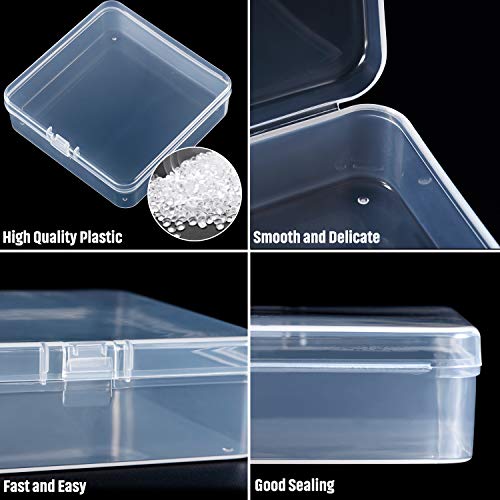 SATINIOR 24 Packs Small Clear Plastic Beads Storage Containers Box with Hinged Lid for Storage of Small Items, Crafts, Jewelry, Hardware(3.7 x 3.7 x 1.2 in) - size: 3.7 x 3.7 x 1.2 in