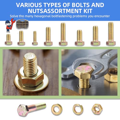 574PCS SAE Bolt and Nuts Assortment Kit - size: 574pcs 1/4"-20 5/16"-18 3/18"-16