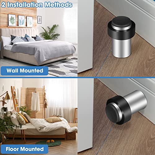 Chumia 10 Pcs Floor Mounted Door Stopper Stainless Steel,Silver - color: Silver