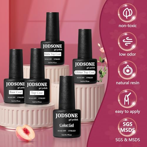 JODSONE Gel Nail Polish Kit with U V Light 36 PCS Classic Black and White Nude and Blue Purple Gel Polish Set with Manicure Tools Suitable for All Sea - color: 32KIT 1G 01-A