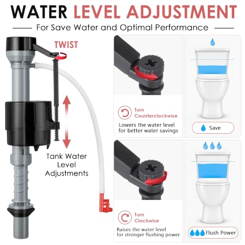 3 Sets Toilet Float Replacement Kit with 2 Inch Flapper Replacements