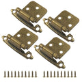 4-Pack (2 Pair) Antique Brass Self-Closing Cabinet Hinges | 1/2" Variable Overlay, Semi-Concealed Face Frame, Flush Mount for Kitchen/Bath Cabinets, Door Bumpers & Upgraded Screws - color: Bronze