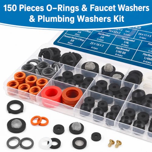 ZDBB 150 Pcs 14 Size Power Pressure Washer O Ring & Hose Faucet Washers Kit - size: 150 PCS