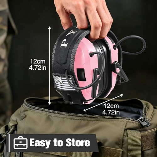 Electronic Shooting Ear Protection w/Gel Pads, 23dB NRR Active Noise Reduction & 3X Amplification Headset for Shooters - color: Pale Pink