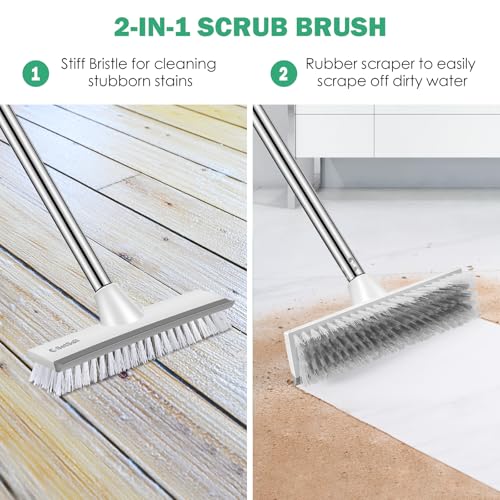 SetSail Floor Scrub Brush and Grout Brush with 51-in Long Handle,Grey White - color: Grey White, size: 10in (with Grout Brush)