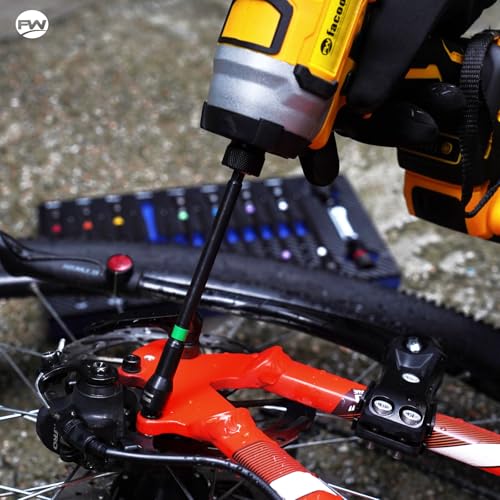 Facoow 6“ Impact Nut Drivers Set Magnetic, 18pcs Color Coded SAE & Metric Impact Nut Drivers, Extra Long Nut Drivers for Impact Drills, Impact Sockets Adapters (1/2" & 3/8") Impact Wrenches