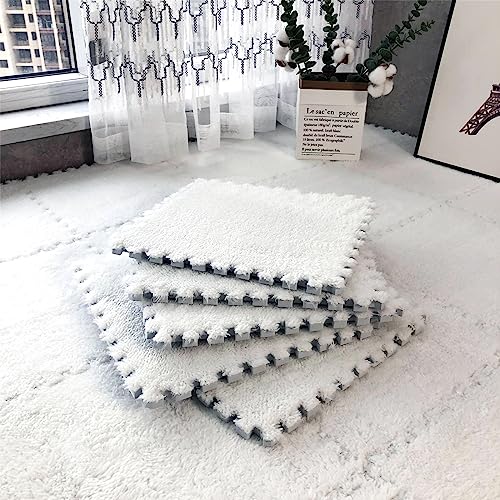 12pcs Tiled Puzzle Play Mats, White - color: White
