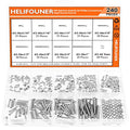 HELIFOUNER 240 Pieces #2-56 Phillips Countersunk Head Machine Screws Nuts Assortment Kit, Coarse Thread, Fully Machine Threaded, 304 Stainless Steel - size: #2-56