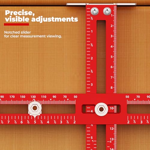 Cabinet Hardware Jig – Adjustable Drill Guide Template for Knobs & Handles, Marking Gauge Tools for Woodworking (Fits 2.5" to 7.8" Spacing) ﻿