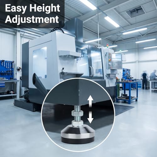 Heavy Duty Leg levelers ， Leveling Legs 2.36" Dia Base,Adjustable feet levelers M12 Thread, 1300 Lb Capacity,Capacity for Workbench, Machine, Cabinet (D60xM12x50,4 Pcs, Black) - size: D60xM12x50,4 Pcs