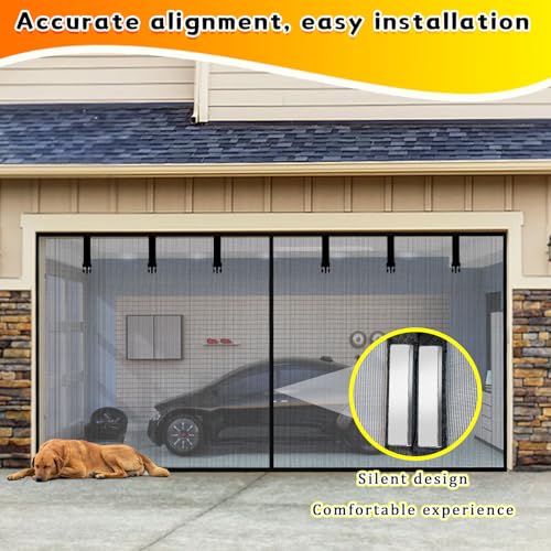 Garage Door Screen 2 Car 12x7FT Garage Screen Door，Upgraded PET Mesh with Retractable Magnetic Screen Garage and Heavy Duty Bottom for Easy Assembly and Pass, Hands-Free Screen Door - size: Size: 12x7FT - Fits Garage Door Size: 12x7FT
