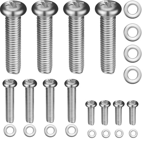 Universal TV Mounting Hardware Kit M4 M6 M8 Stainless Steel Screws Washers for VESA Wall Mount TV and Monitor Bracket Fixing 24Pcs - color: Stainless Steel