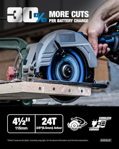 CRALY 4-1/2 Inch 24 Teeth Wood Cutting Framing Circular Saw Blade, 3/8 Inch Arbor, Carbide Tipped, Thin Kerf, Black Ice™, for Plywood, MDF, OSB, Laminated, 3-Pack(C0424FR-3) - size: 4-1/2 inch, 3/8 inch arbor, 24T*3