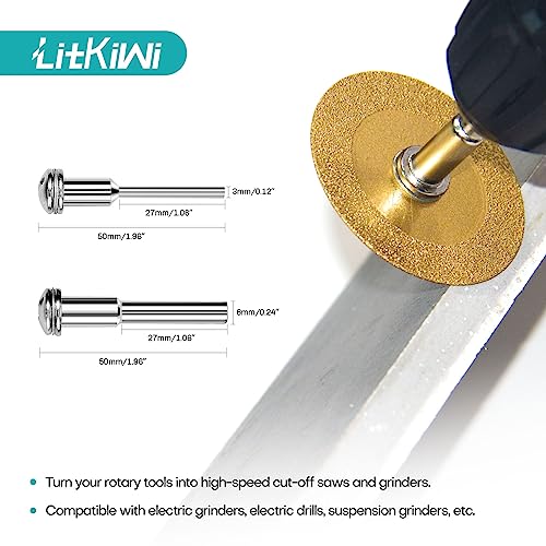 Diamond Cutting Blade Wheel,with 2 Sizes Round Mandrels,2PCS 1/4" Hex Shank - size: 3PCS Diamond Blades & 4PCS Shanks