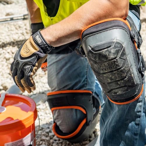 Klein Tools 60491 Hinged Knee Pads, Heavy Duty Gel Foam Protective Knee Pads with Quick-Fasten Buckle and Thigh Strap, Black - size: Standard