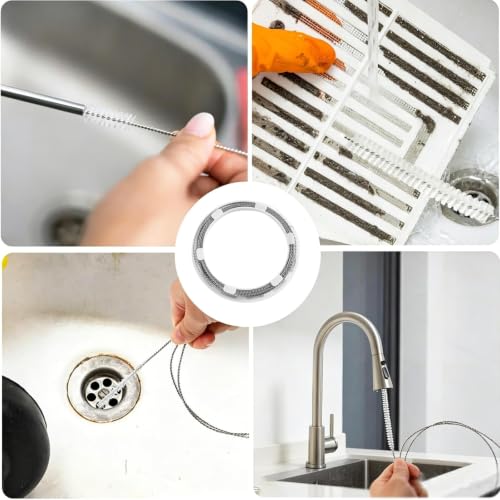 160 Flexible Drain Cleaner Brush with Storage Reel, AC Condensate & Car Sunroof Drain Unclog Tool for Hair & Debris Clog Removal - size: 160 in