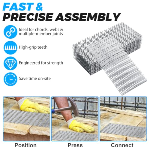 10 PCS Truss Plates, 10 x 5 Inch, 1 mm Thick - size: 10 x 5 Inch