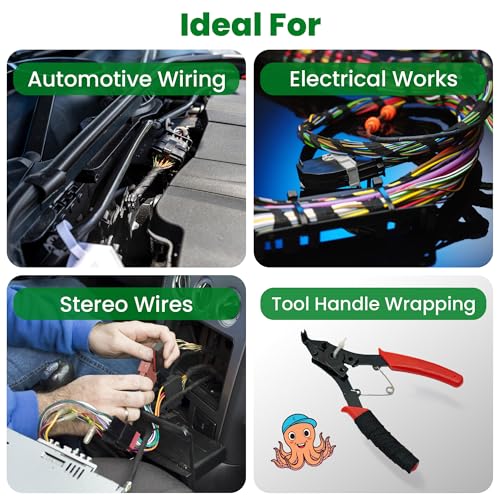 ECOHomes Wire Harness Cloth Electrical Tape, 2 Inch x 50 FT (3 Rolls) - size: 2" x 50 FT (3 Rolls)
