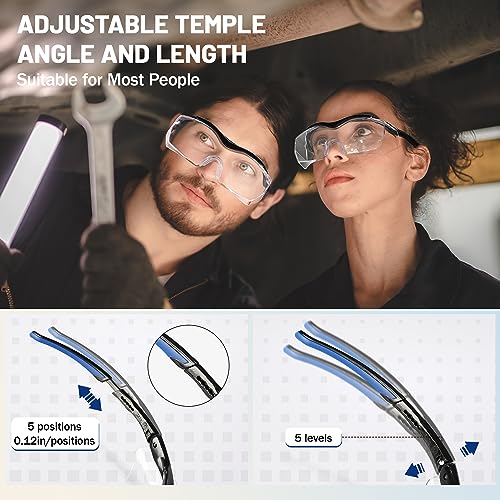 WORKPRO Safety Glasses, z87 Safety Goggles with Adjustable Temples, Lab Goggles with Anti Fog Coating