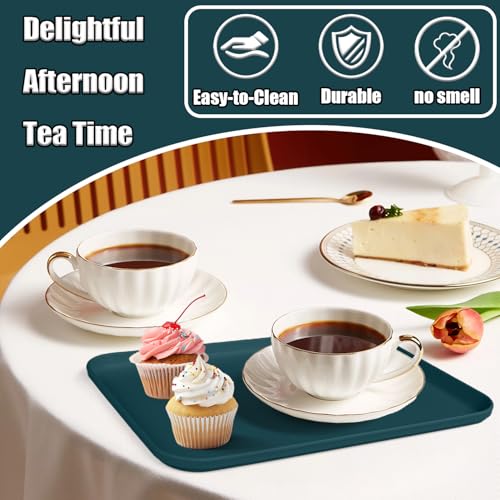 Plastic Serving Trays, 12 Pack Cafeteria Trays Plastic Fast Food Tray for DIY Projects, Painting, Beads, Organizing Supply, 9.4 X 6.7 X 0.6 Inches (Dark Green) - color: Dark Green