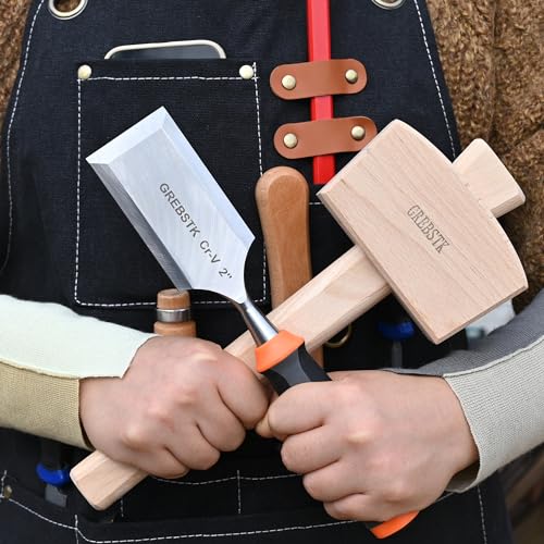 GREBSTK 2 Inch Wood Chisel, CR-V Steel Bevel-Edge Bench Tool