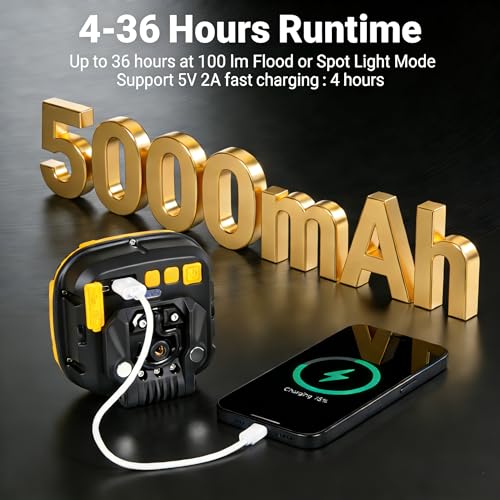 2 Pack Magnetic Work Light Rechargeable 5000Lumens, 6000mAH - color: yellow1