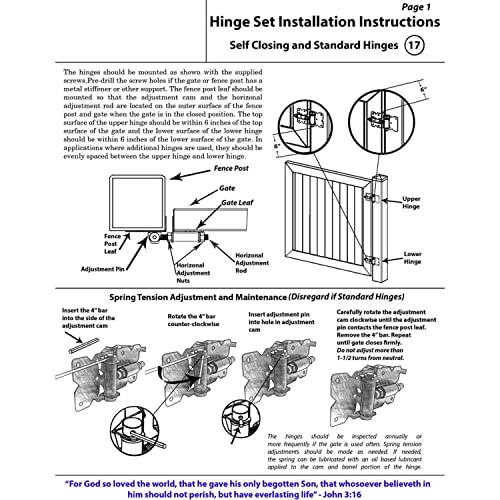 Self Closing Vinyl Gate Hinges - White - for Vinyl, PVC and Plastic Fencing: Vinyl Fence Gate Hinges w/Mounting Hardware - color: White