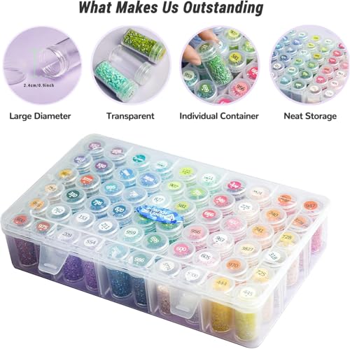 Foreveryoung 2-Pack Diamond Art Storage Containers, 120-Grid Bead Organizer - size: 2 Packs (120 Jars)