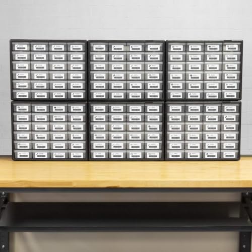 Akro-Mils 24-Drawer Plastic Storage Cabinet, 20"W x 6"D x 16"H, Black - size: 24 Drawer