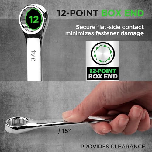 SWANLAKE 15-Piece SAE Wrench Set, V Notch Premium Combination Wrenchs Set, SAE 1/4" to 1-1/16", Max Torque, 12-Point, Chrome Vanadium Steel, with Storage Rack - style: 15pcs SAE Combination