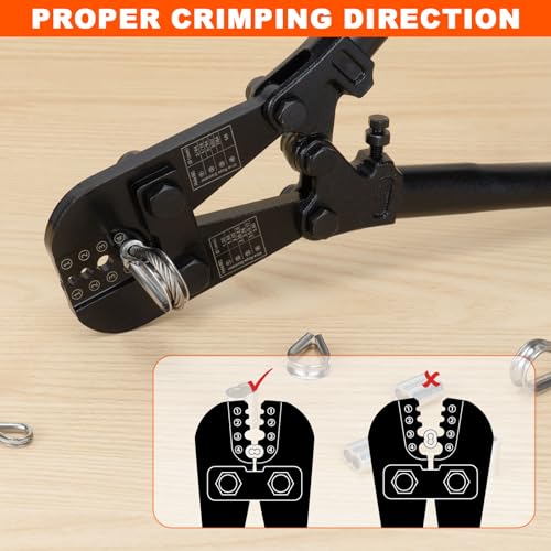 Sanuke Wire Rope Crimping Tool Kit, 3/64"-1/8" Steel Cable Swaging Tool