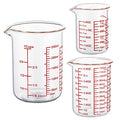 Ackers BORO3.3 Glass Measuring Cups with Spouts, 3-Piece Set, 60/120/250 ml - size: 60ml/120ml/250ml Measuring Cup Set