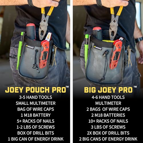 Joey Pouch PRO | Clip-On Tool Belt Bag for Tools, Screws, and Nails - Great for an Electrician, HVAC Tech, Plumber, Carpenter, Contractor, Handy Man, and Any Tradesperson - Metal Clip - style: Joey Pouch Pro (Big)