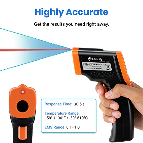 Etekcity Infrared Thermometer Laser Temperature Gun, -58°F~1130°F, Orange - color: Orange, style: Advanced