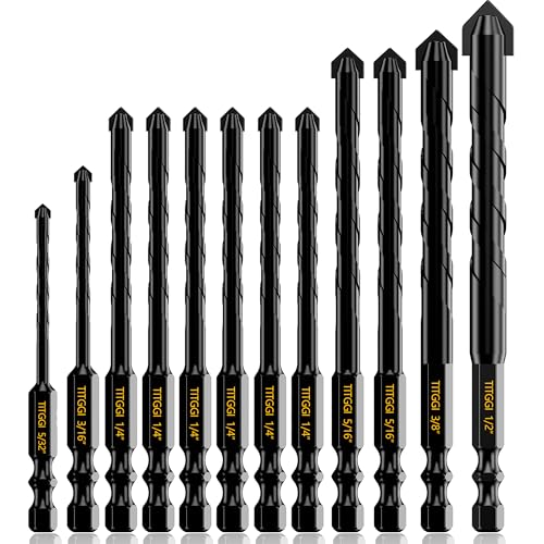 12Pcs Wide-Tip Masonry Drill Bit Set & Concrete Drill Bit Set, 5/32"-1/2" - size: 12 pcs 5/32"-1/2" Masonry Drill Bit Set