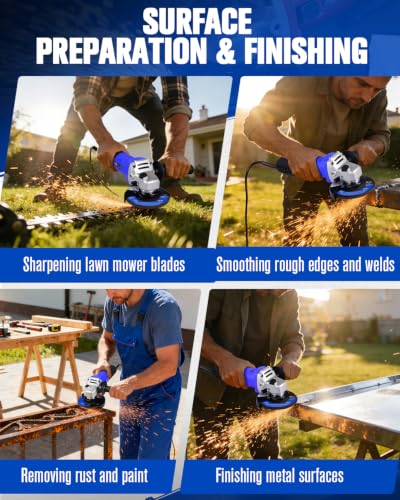AVID POWER Angle Grinder, 7.5-Amp 4-1/2 inch Electric Grinder Power Tools with Grinding Wheels, Cutting Wheels, Flap Disc and Auxiliary Handle for Cutting, Grinding, Polishing and Rust Removal - Blue - color: Blue