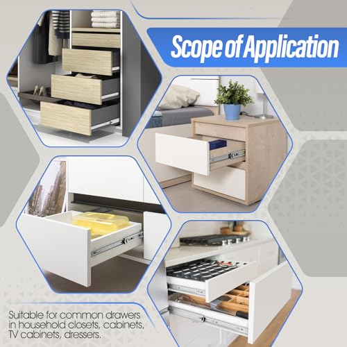 1 Pair Full Extension Drawer Slides 10 inch Heavy Duty Rails - color: Silver, size: 10 Inch