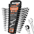 HORUSDY 13-Piece Sturdy Ratcheting Wrench Set | Metric Sizes 6–19mm | Max Torque Ratchet Combination Wrenches Set with Storage Rack | 72-Tooth | Chrome Vanadium Steel - style: 13pcs Metric Ratchet Wrench Set