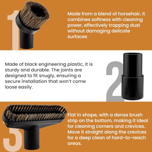 6-Piece Universal Vacuum Attachments Kit - size: 6Pcs Vacuum Brush, Horse Hair