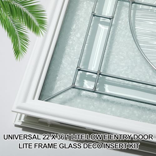 Pushglossy 22 x 36 Entry Door Glass Insert White Exterior Front Door Window Inserts Replacement Kit for Home Improvement (Low-e Glass,Nickel Caming) - size: 22 x 36, style: Nickel Caming