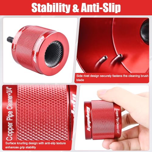 1/2" & 3/4" Copper Pipe Cleaner for Drill - Quick Rust Removal - color: 2Pcs-Aluminum Alloy