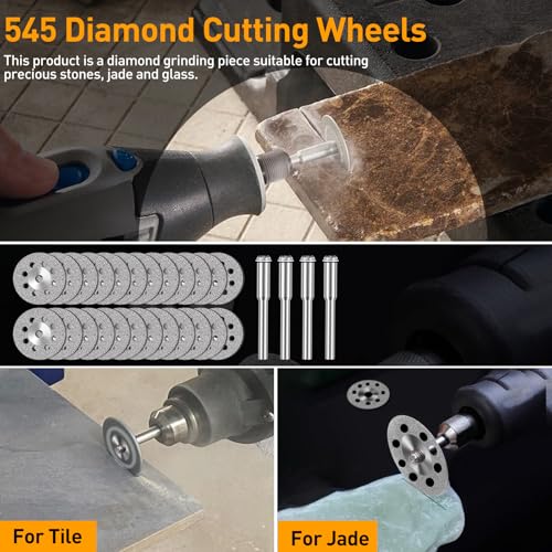 FOTYBEI 20pcs 545 Diamond Coated Cutting Wheel (25mm) for Dremel Rotary Tool with 402 Mandrel (3mm) 4pcs and Screwdriver for Rotary Tool Accessories Stone Glass Cutting (20pcs-25mm) - style: 20pcs-25mm