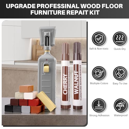 Vinyl Floor Repair Kit with Heat Pen - 11 Colors Laminate Wood Floor Repair Kit Touch Up Marker Hard Wax Linoleum Repair Kit Restore Any Scratches, Stains, Cracks, Hole for Floor, Door, Cabinet - color: 11 Colors