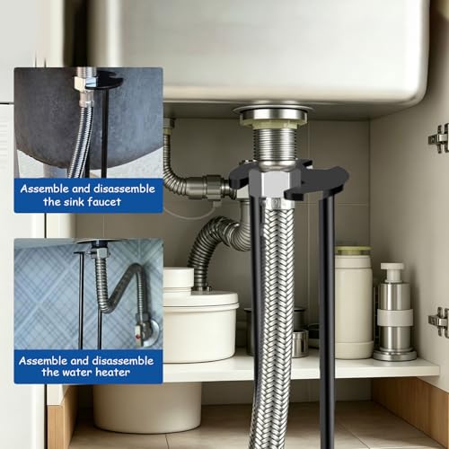 2Pcs 2026 New Multifunctional Sink Wrench,Basin Wrench Faucet Tool Plumbers Tool for Under Basin Sink Tight Spaces Kitchen Bathroom Home Repair